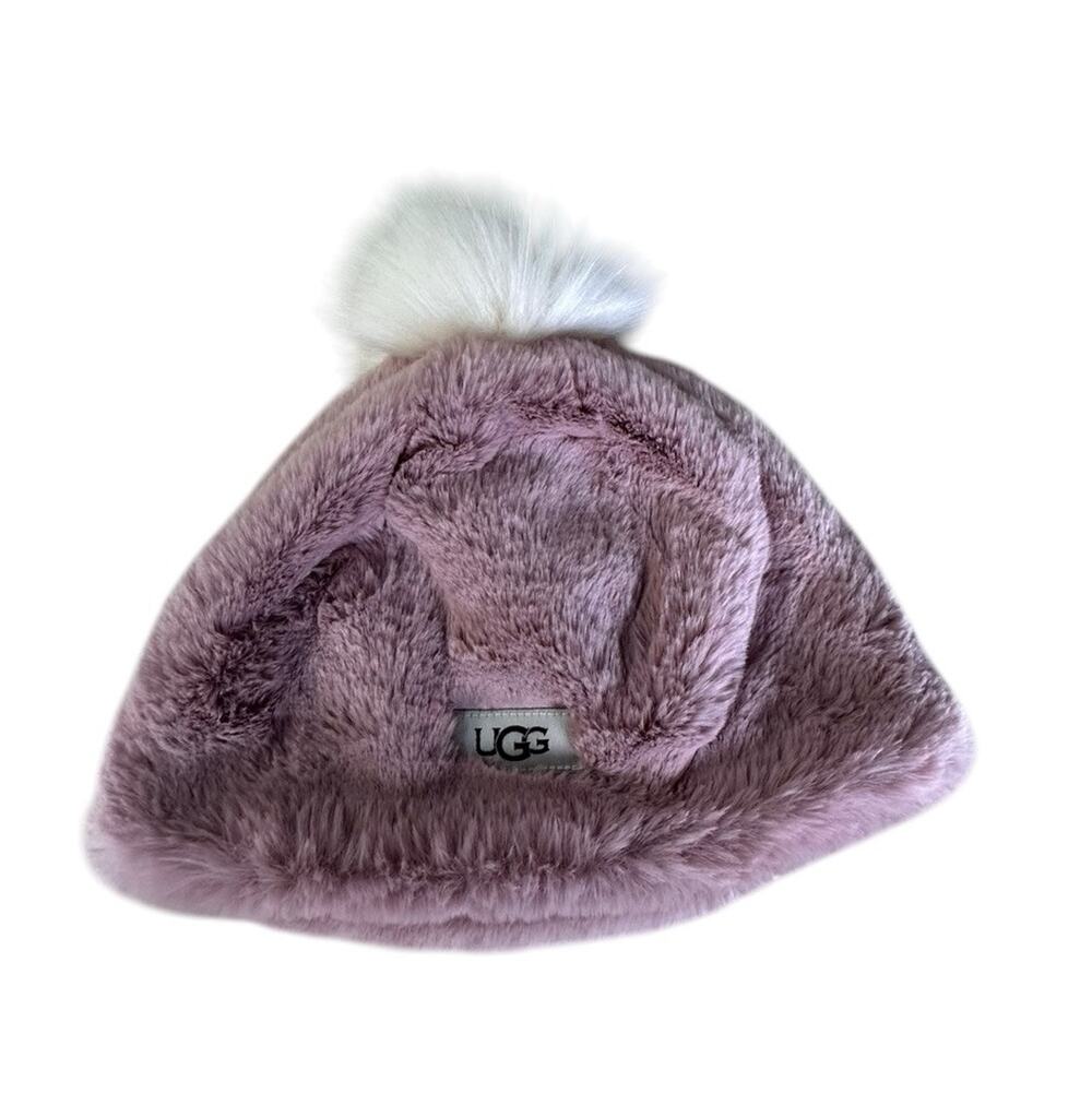 UGG KIDS FAUX FUR BEANIE WITH POM POM PINK 2-4 Yrs